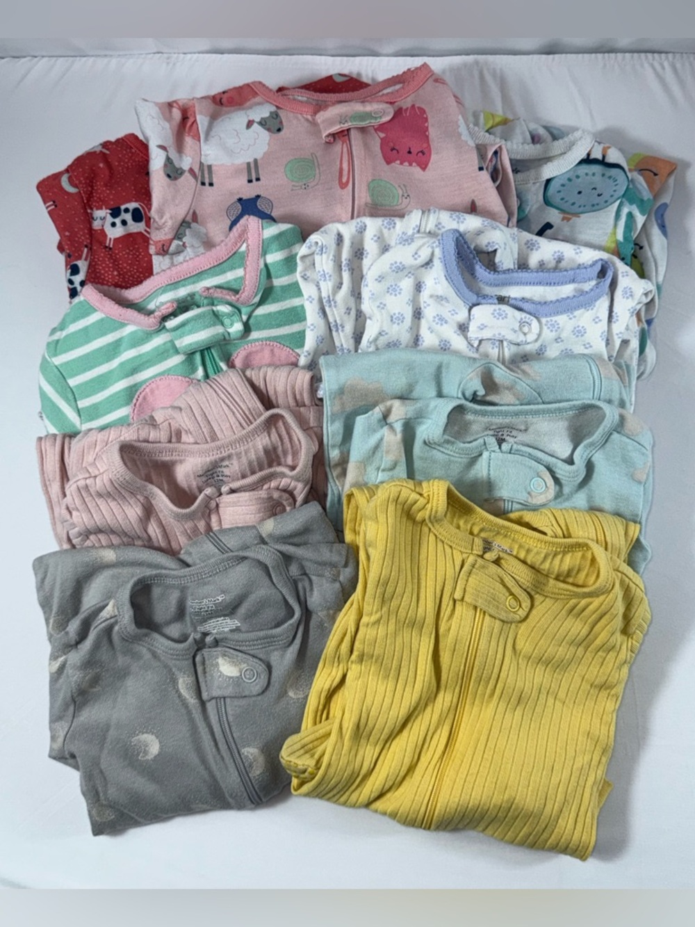 Carter’s & Member’s Mark 12M Baby Girls Bundle of 9 Footed Sleepers